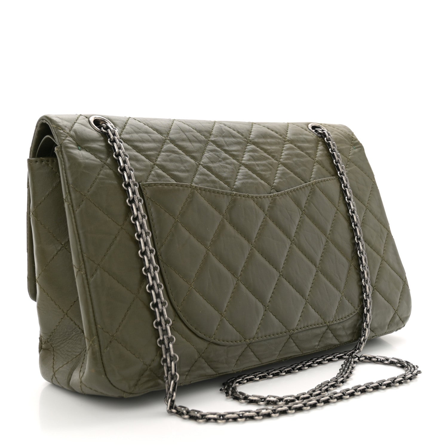 Chanel Aged Calfskin Quilted 2.55 Reissue 227 Flap Dark Green 2 of 12