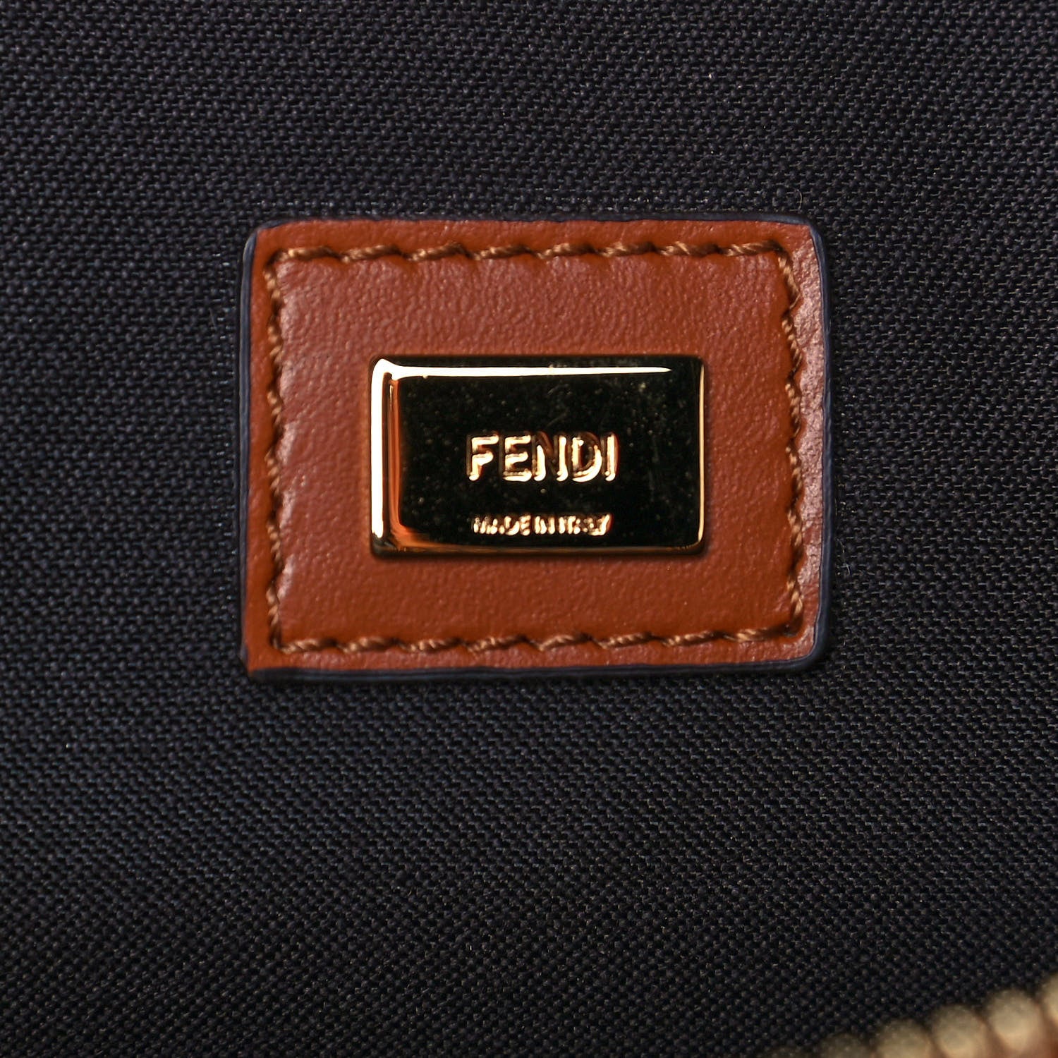 Fendi Vitello King Logo Embossed Large Flat Pouch Cuoio 6 of 12