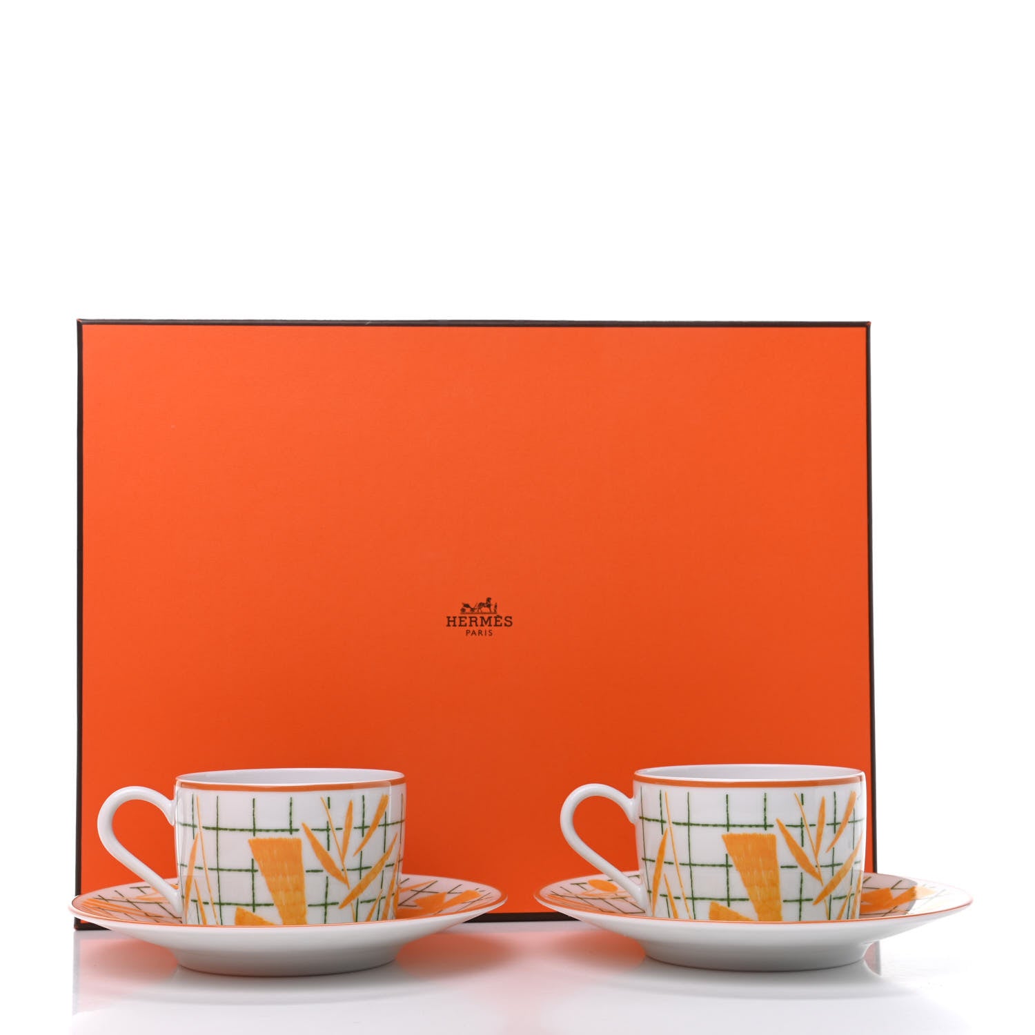 Hermes Porcelain A Walk In The Garden Tea Cup And Saucer Set Of 2 10 of 10