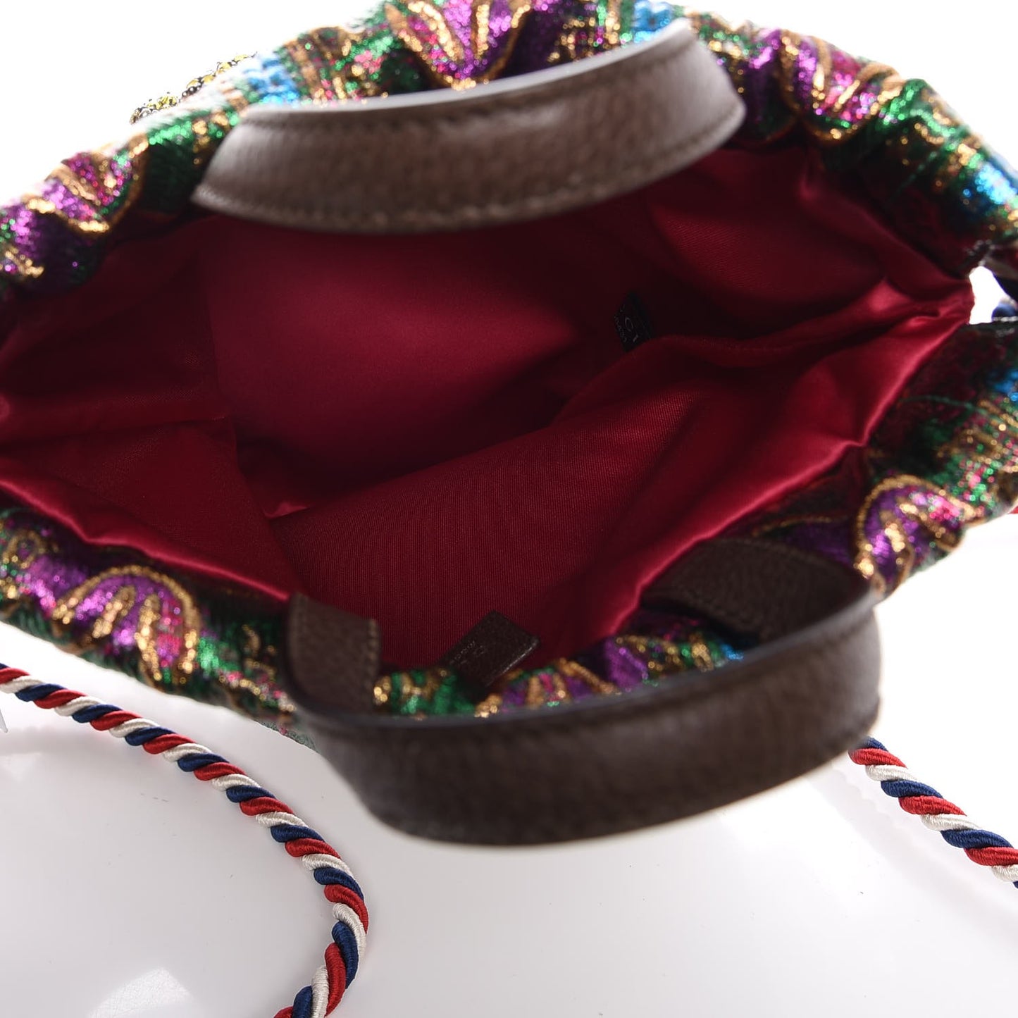 Brocade Animalier Bow Drawstring Backpack Multicolor