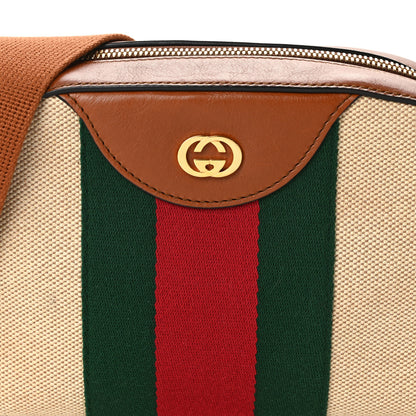 Gucci Vintage Canvas Web Shoulder Bag Sand Cuir 8 of 12