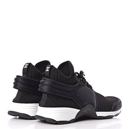 Chanel Stretch Fabric Womens CC Sneakers 37.5 Black 4 of 8