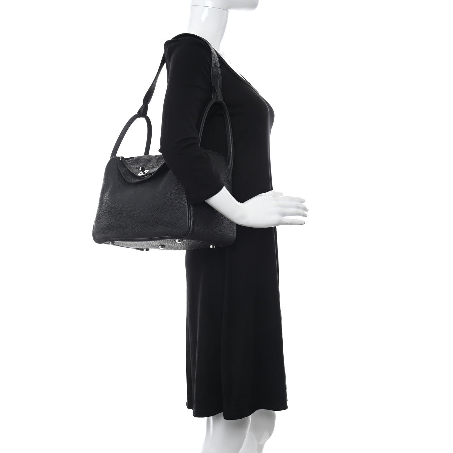 Hermes Taurillon Clemence Lindy 30 Black 2 of 10