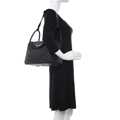 Hermes Taurillon Clemence Lindy 30 Black 2 of 10
