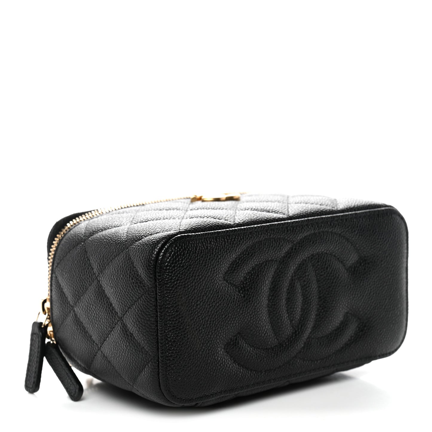 Caviar Quilted Sweetheart Vanity Case Black