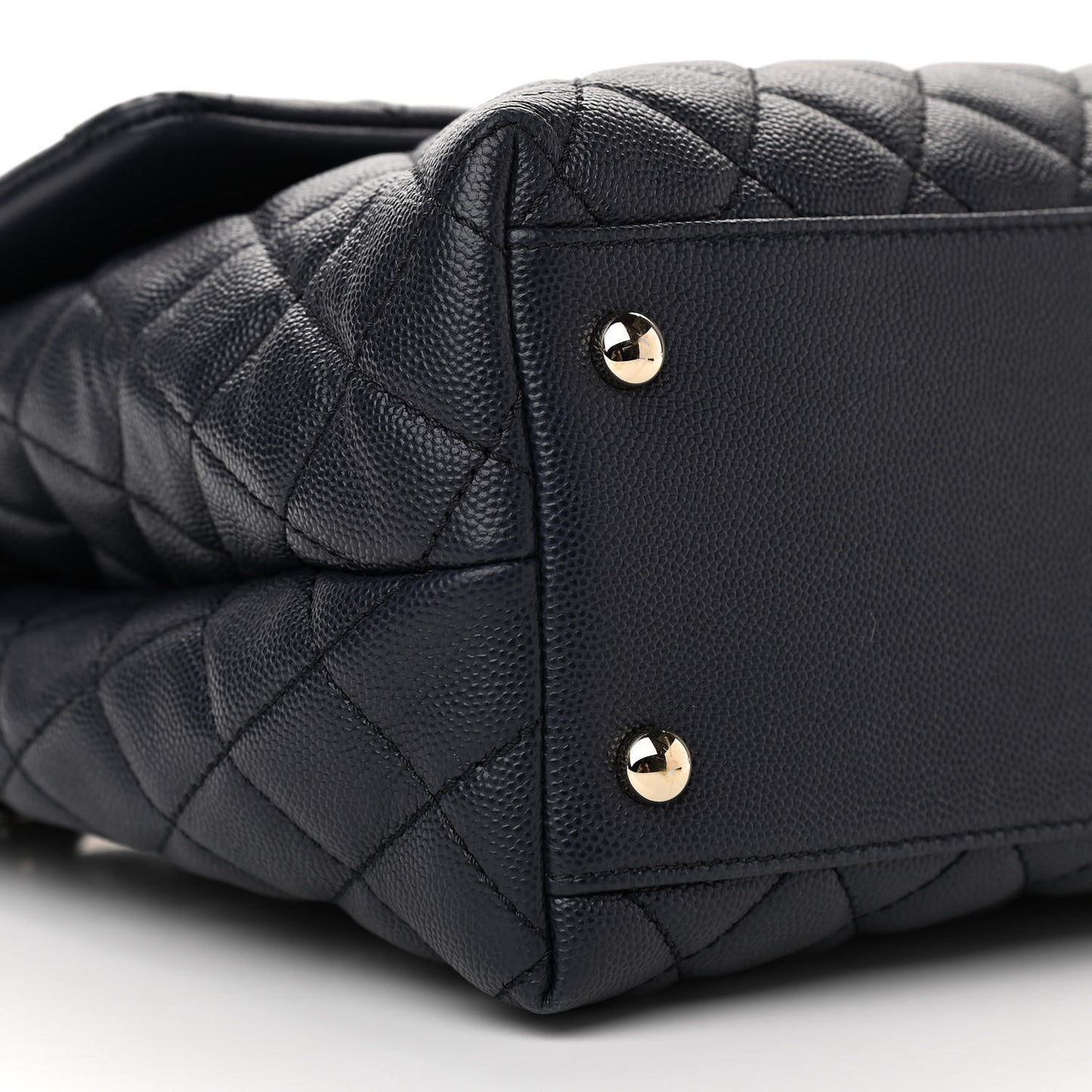 Caviar Quilted Medium Coco Handle Flap Navy Blue