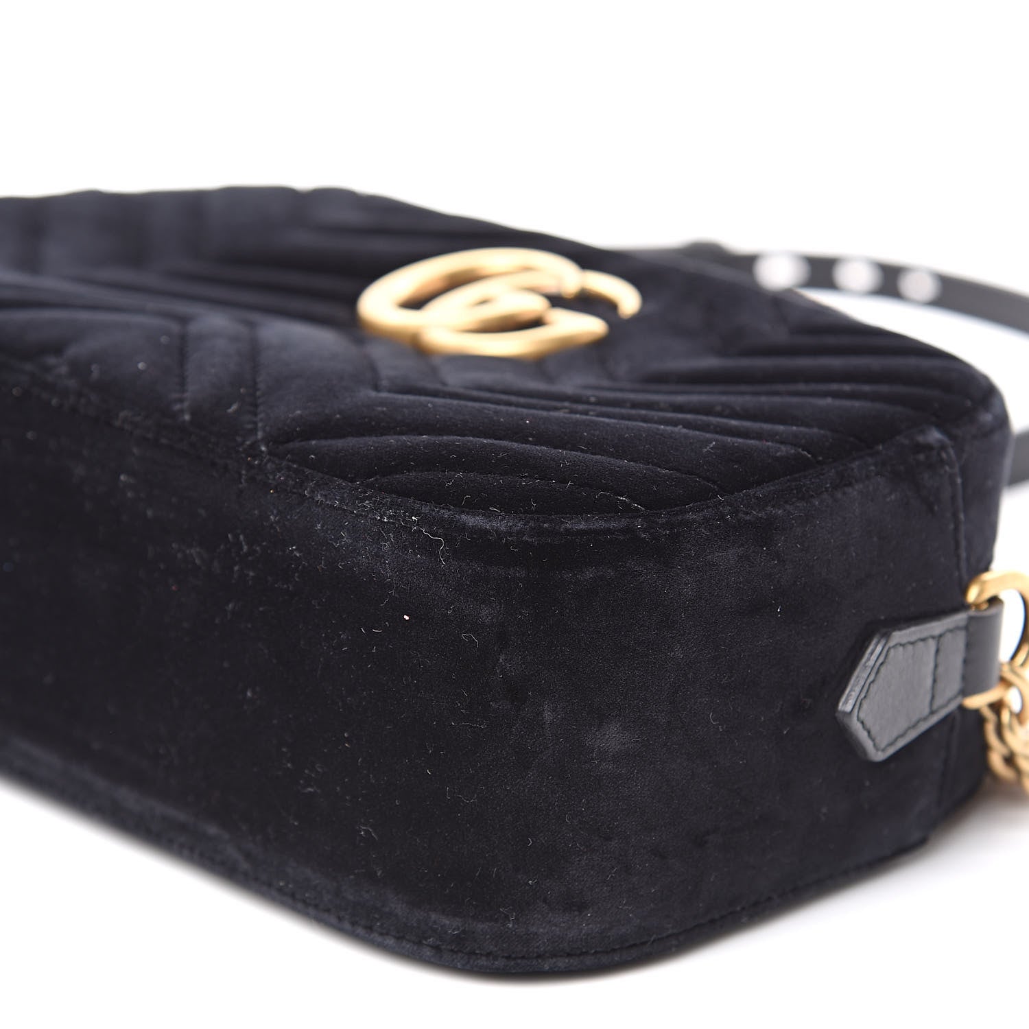 Gucci Velvet Matelasse Small GG Marmont Chain Shoulder Bag Black 10 of 10