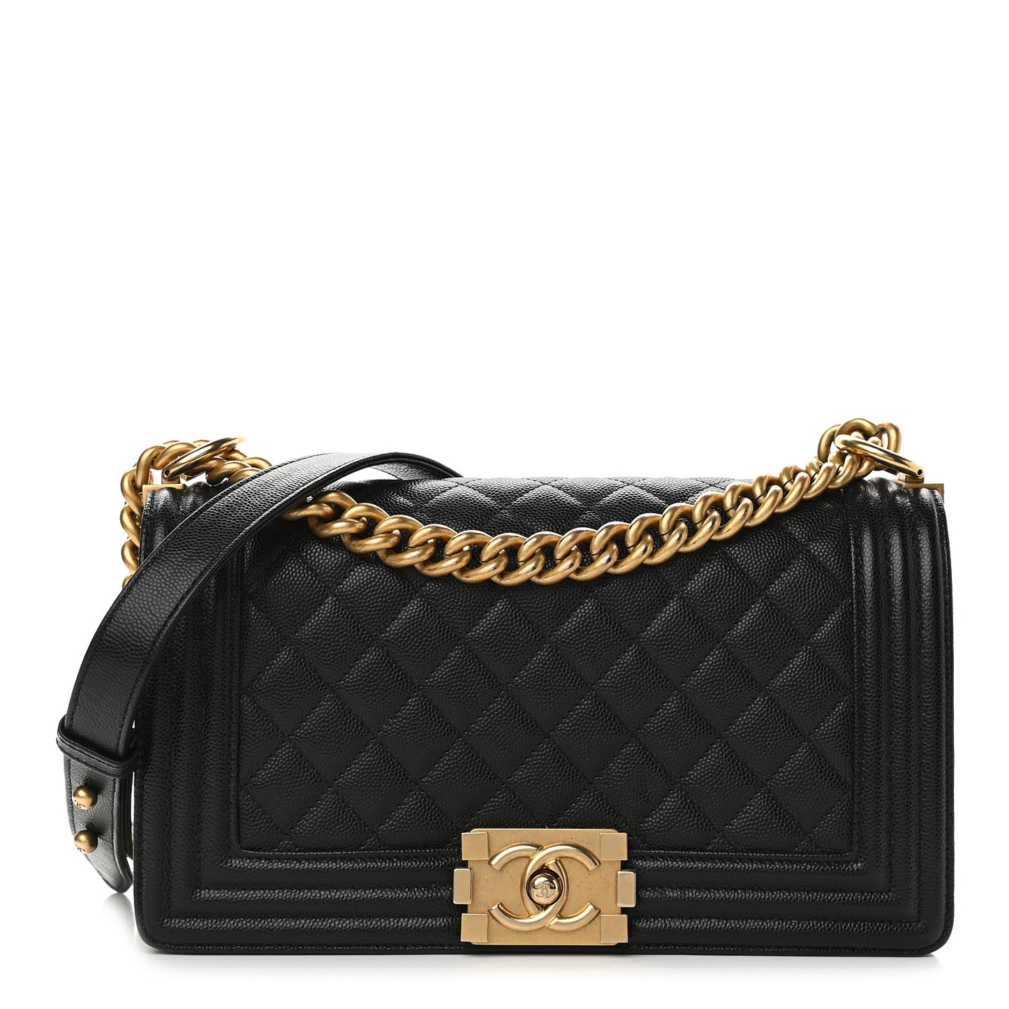 Caviar Quilted Medium Boy Flap Black