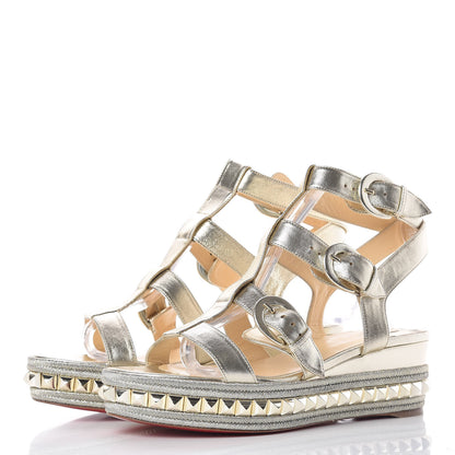 Christian Louboutin Metallic Nappa Rocknbuckle 60 Platform Sandals 38 Gold 3 of 7