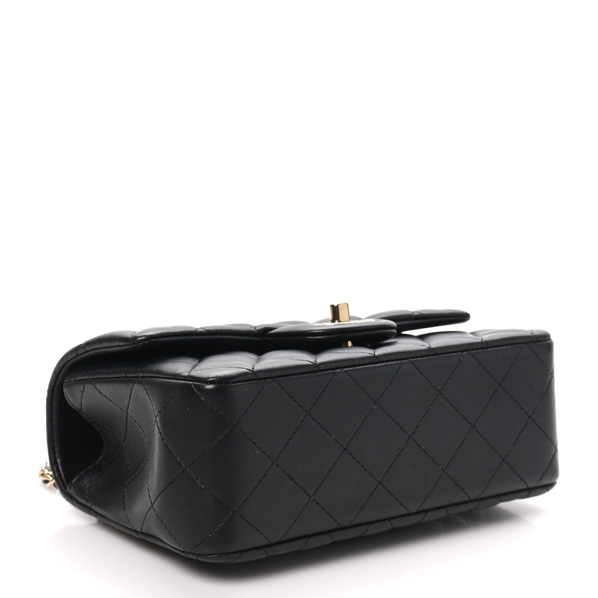 Chanel Lambskin Quilted Mini Top Handle Rectangular Flap Black 4 of 11