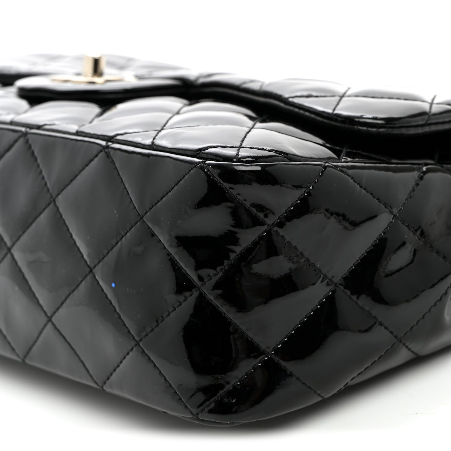 Patent Quilted Jumbo Single Flap Black