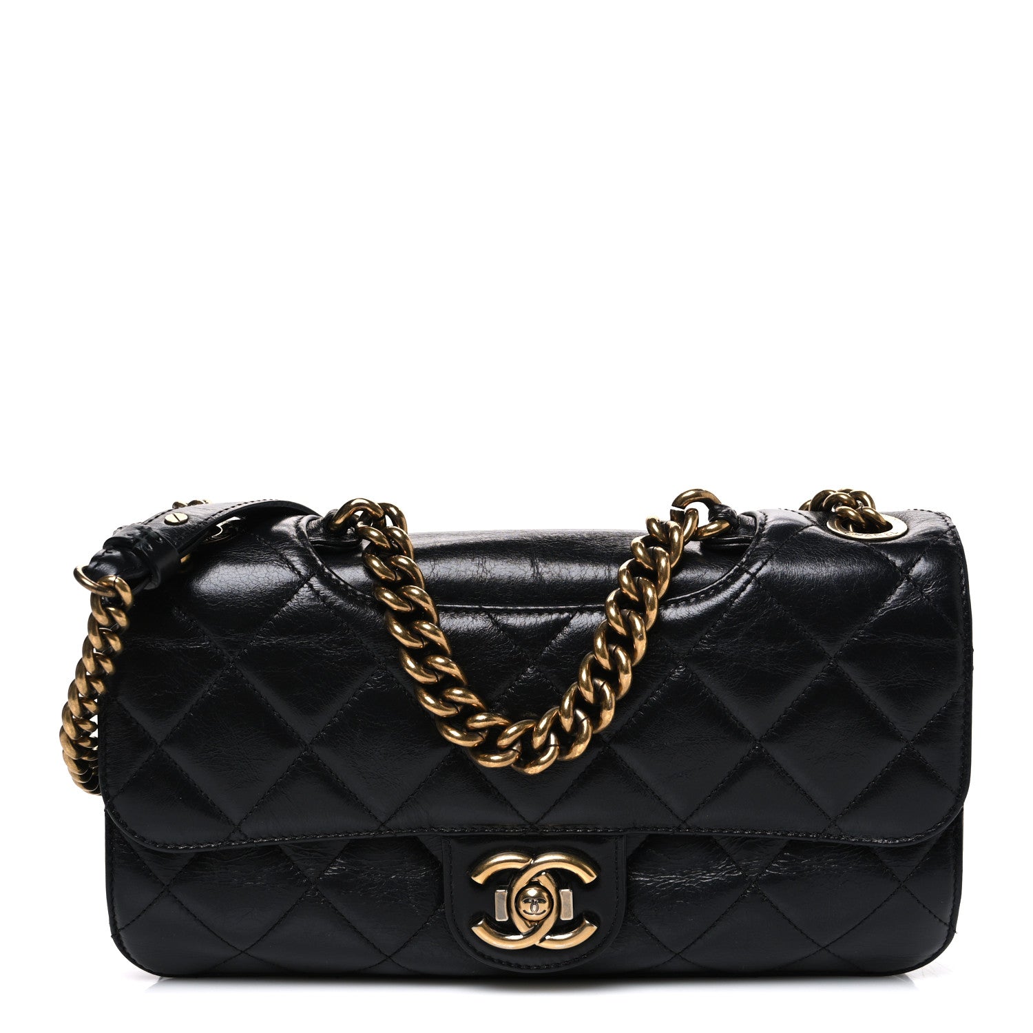 Chanel Glazed Calfskin Quilted Medium Perfect Edge Flap Black 1 of 10