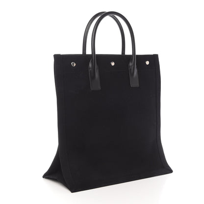 Saint Laurent Linen Calfskin Rive Gauche North South Tote Black 3 of 10