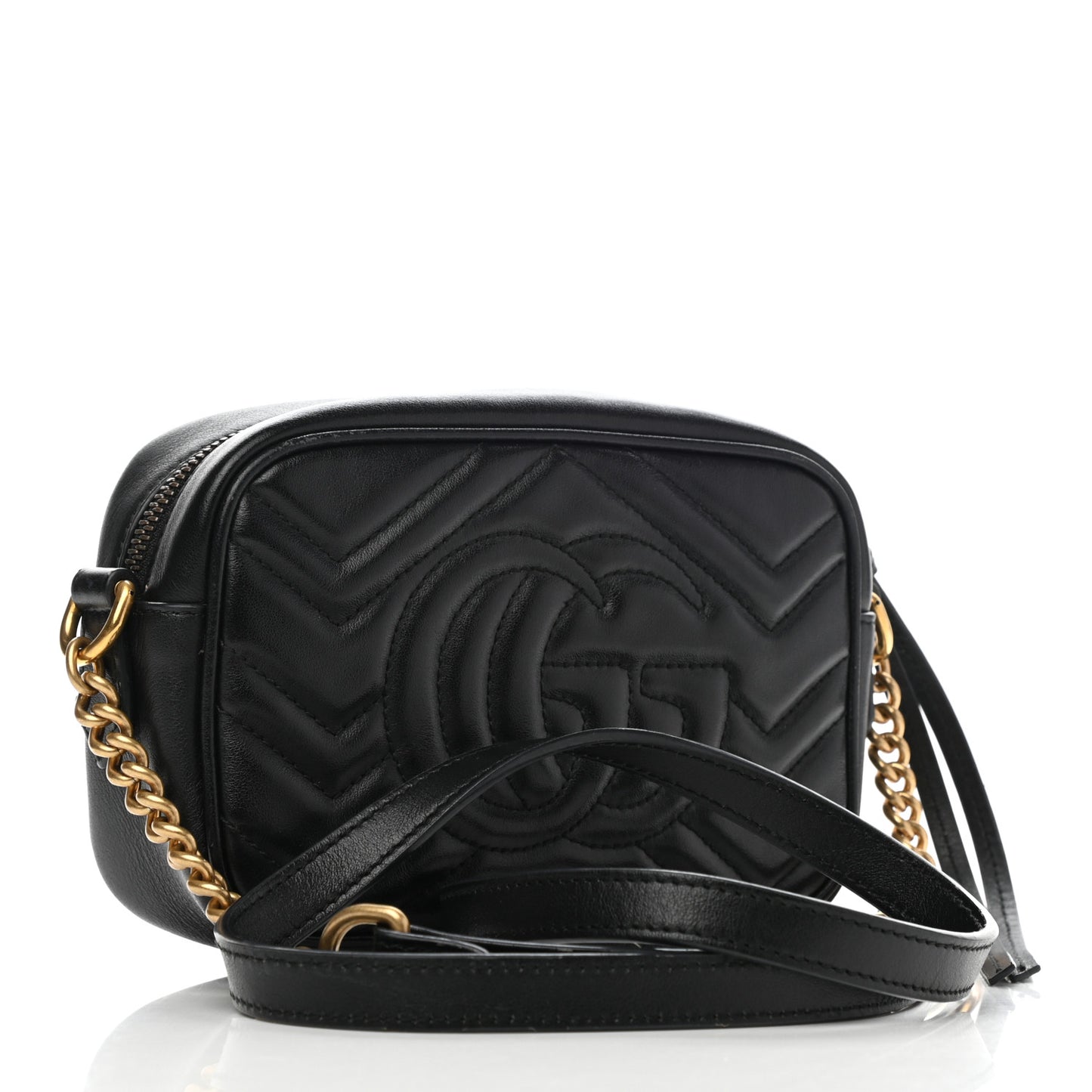 Calfskin Matelasse Mini GG Marmont Chain Shoulder Bag Black