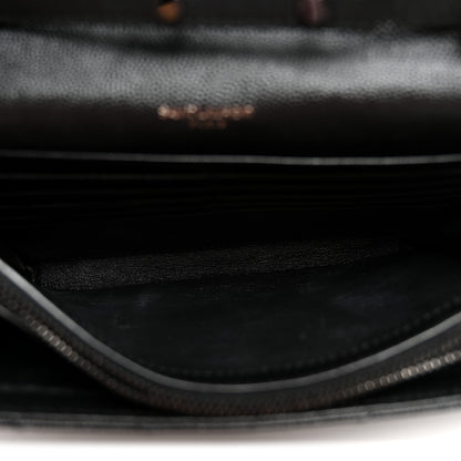 Saint Laurent Grain De Poudre Matelasse Chevron Monogram Monochrome Chain Wallet Black 5 of 10
