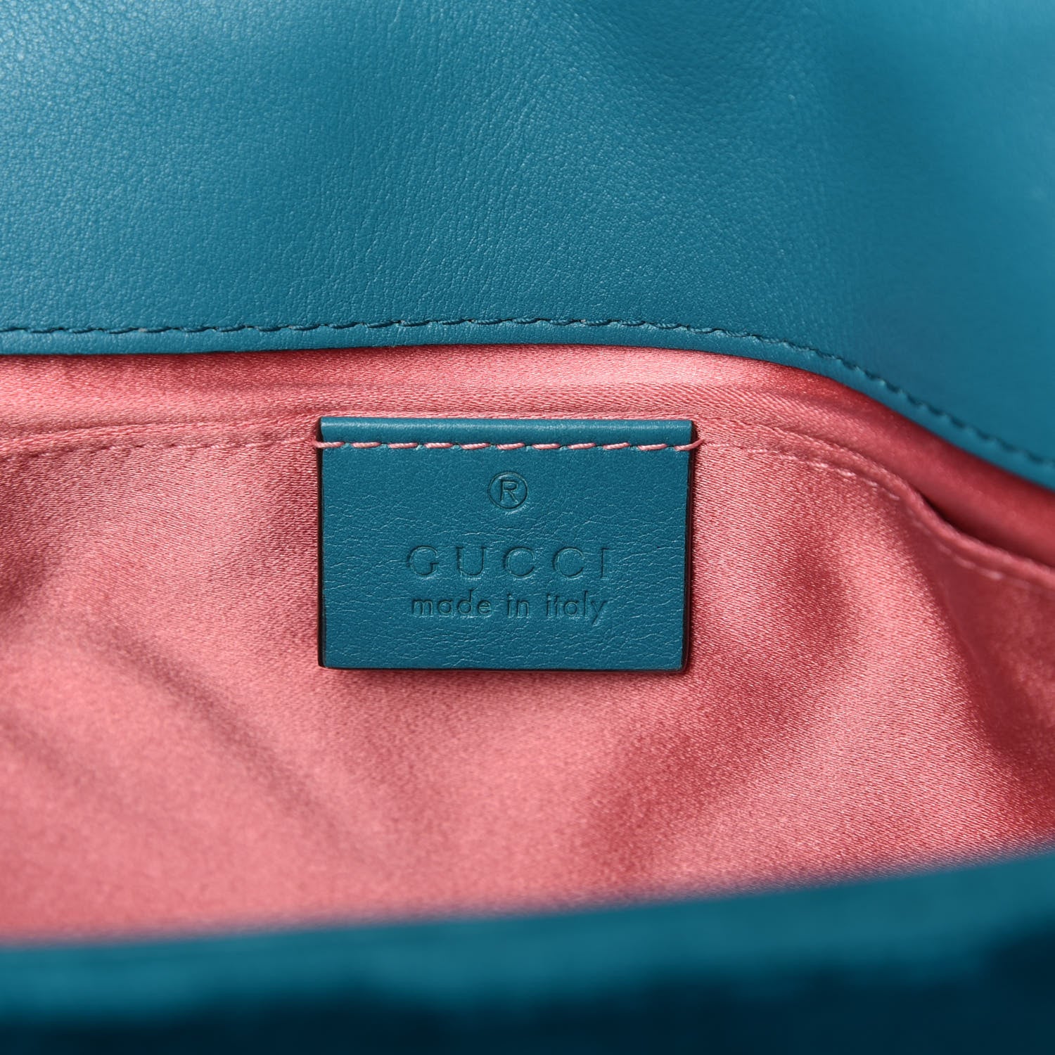 Gucci Velvet Matelasse Mini GG Marmont Shoulder Bag Pavone Cyan 9 of 11