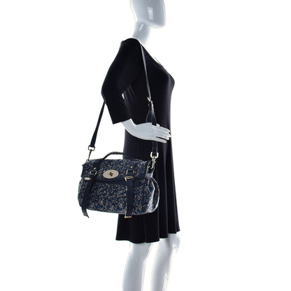 Mulberry Gecko Jacquard Floral Alexa Satchel Navy 2 of 10
