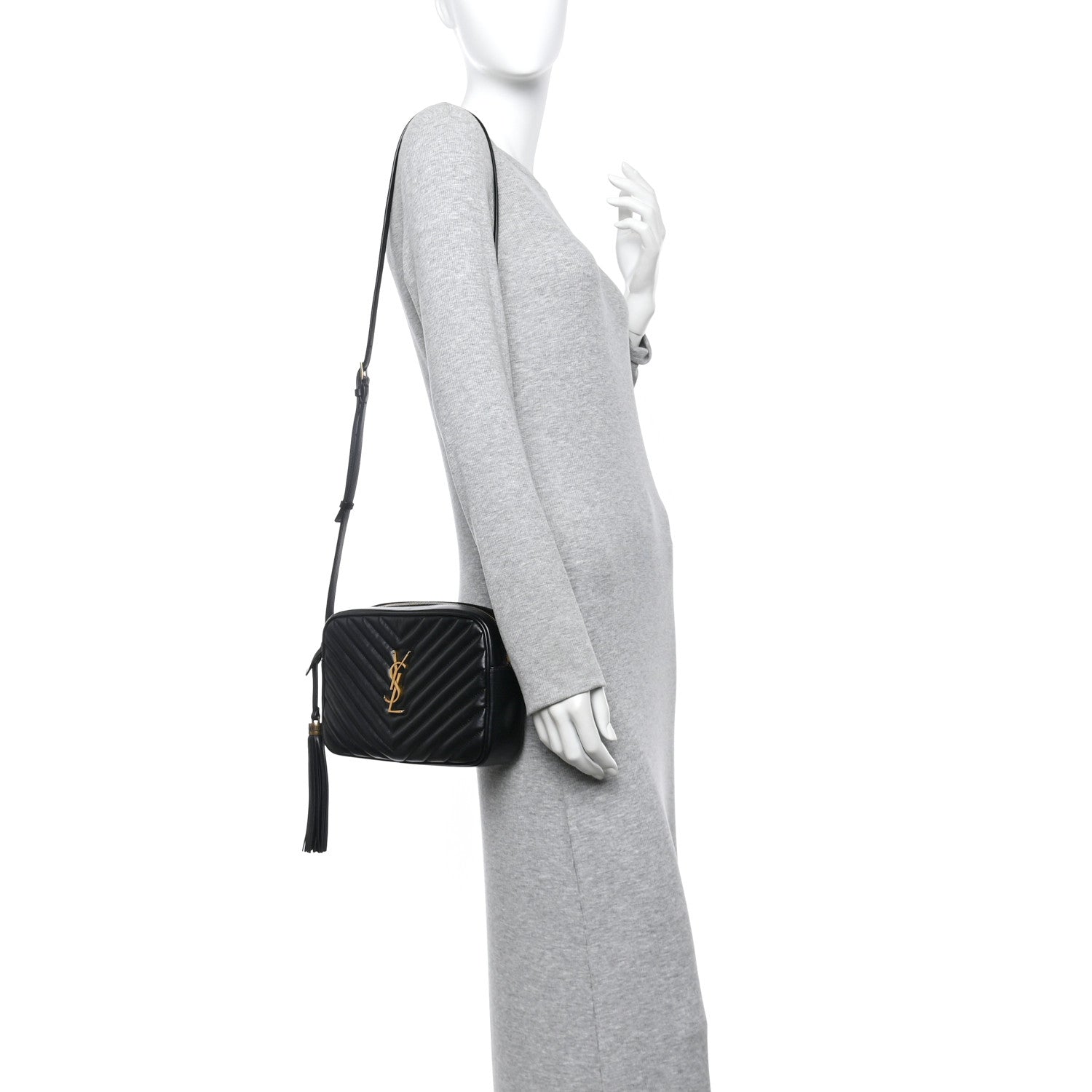 Saint Laurent Calfskin Matelasse Monogram Lou Camera Bag Black 2 of 10