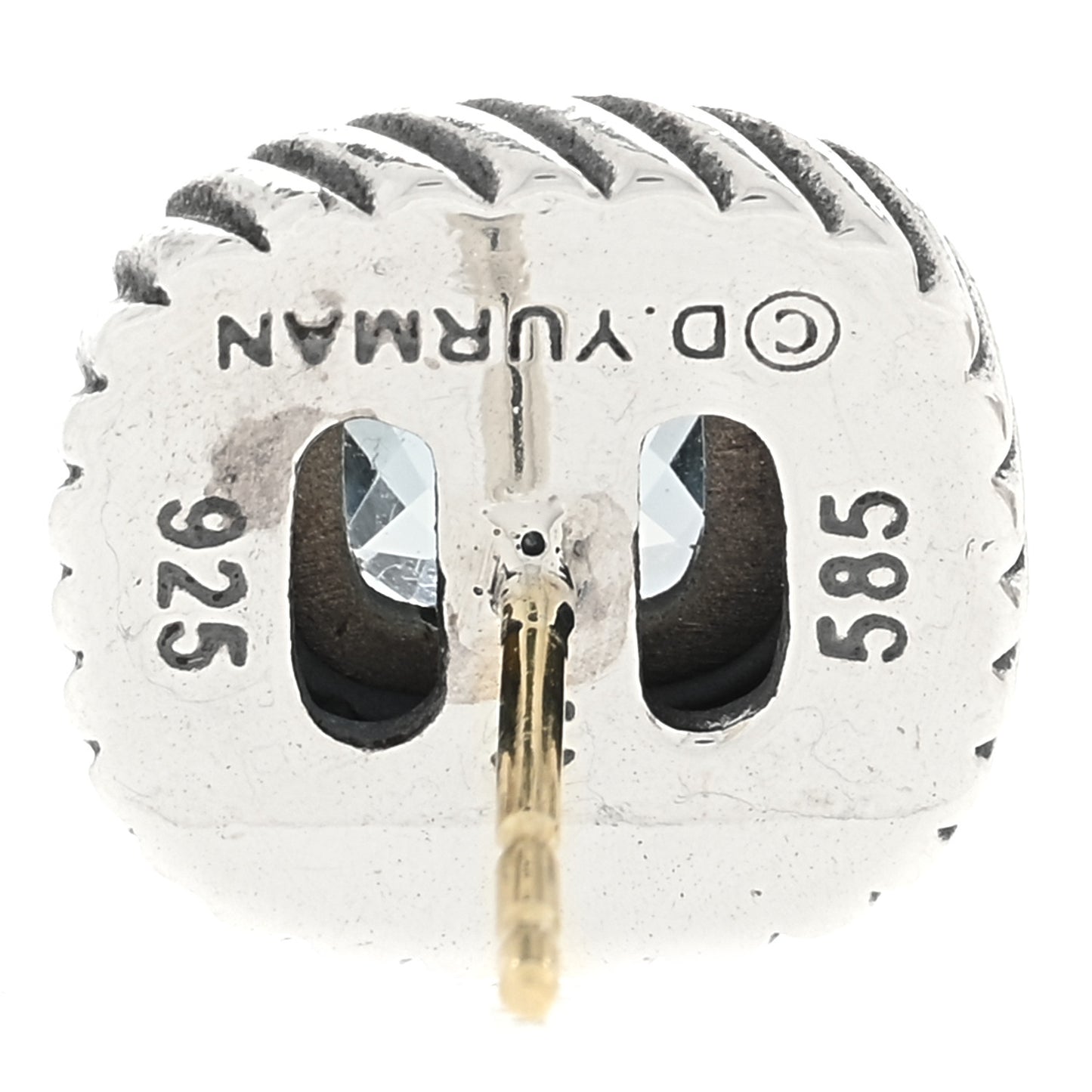 Sterling Silver 14K Yellow Gold Blue Topaz 7mm Albion Earrings