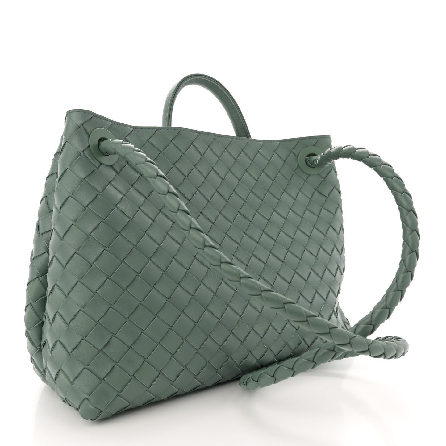 Nappa Intrecciato Medium Andiamo Shoulder Bag Aloe