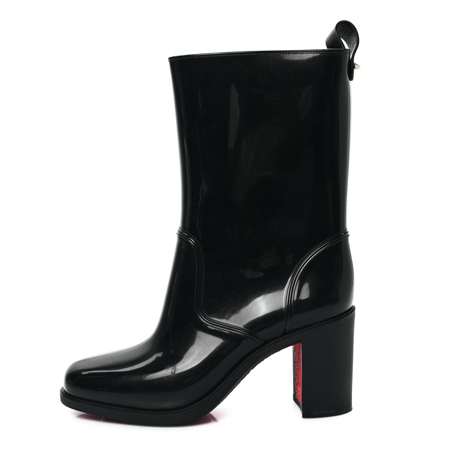 Recycled PVC Calfskin Loubirain 70 Boots 37 Black