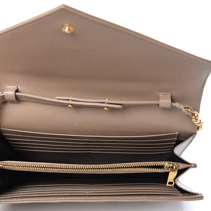 Saint Laurent Grain De Poudre Matelasse Chevron Monogram Chain Wallet Light Taupe 5 of 10