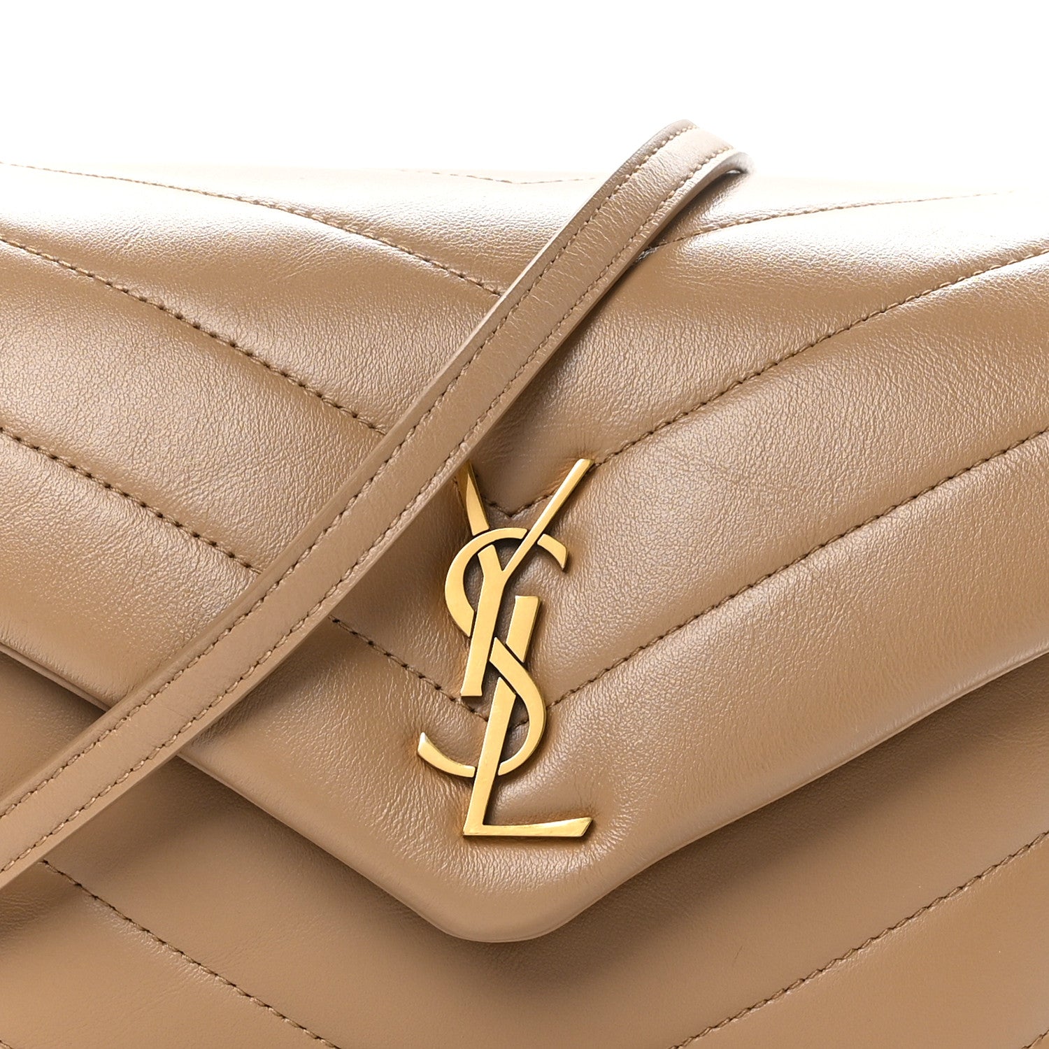 Saint Laurent Calfskin Y Quilted Monogram Toy Loulou Crossbody Bag Latte 9 of 11