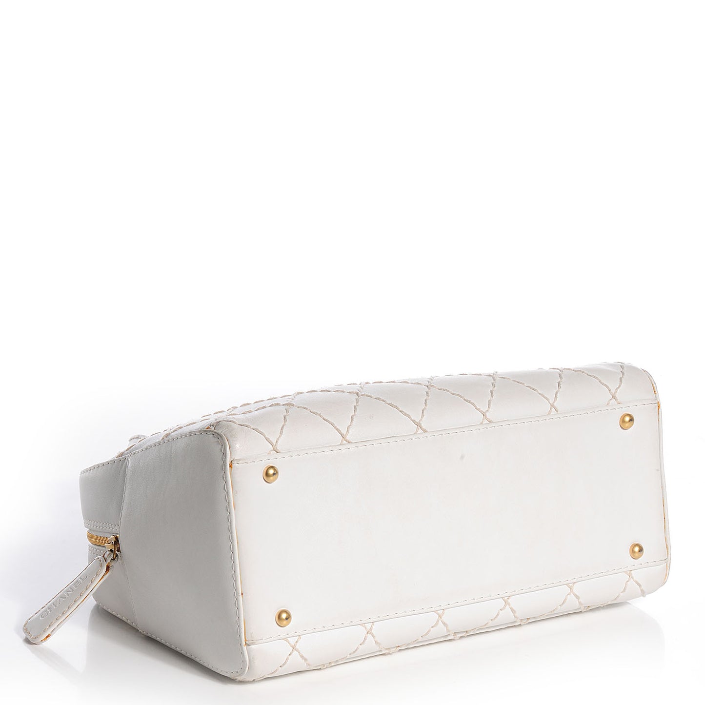 Calfskin Wild Stitch Surpique Top Handle Bag White