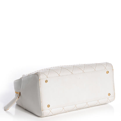 Chanel Calfskin Wild Stitch Surpique Top Handle Bag White 4 of 7