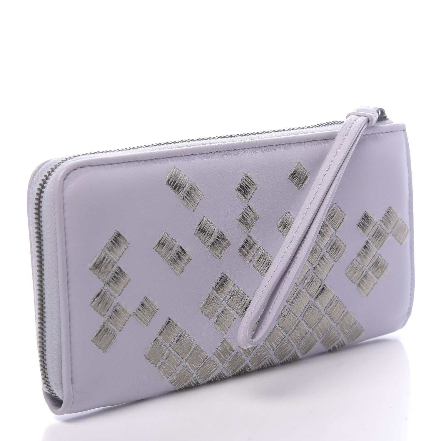 Bottega Veneta Nappa Intrecciato Ayers Half Zip Around Wallet Lilac 3 of 7