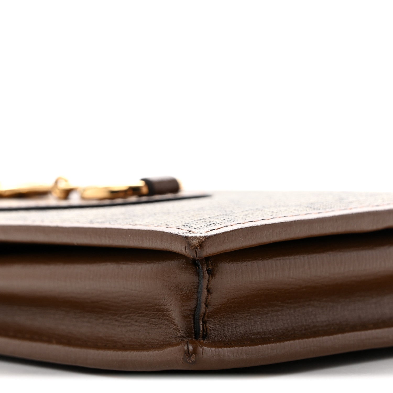 Gucci GG Supreme Monogram Azalea Calfskin Horsebit 1955 Wallet On Chain Beige Ebony Brown Sugar 10 of 13