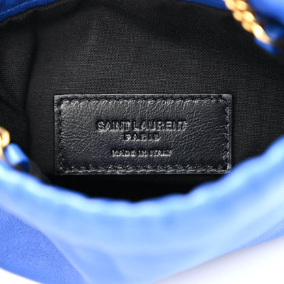 Saint Laurent Lambskin Paris Drawstring Pouch Bleu Majorelle 6 of 10