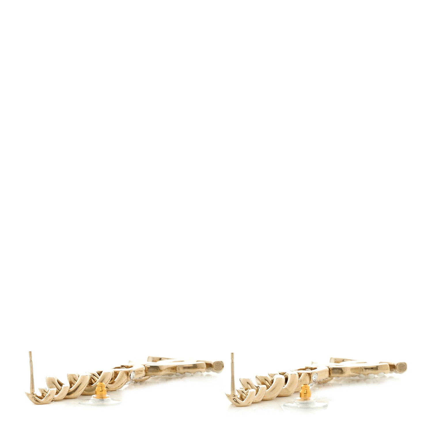 Chanel Metal Crystal CC Vendome CC Dangle Earrings Gold 4 of 5