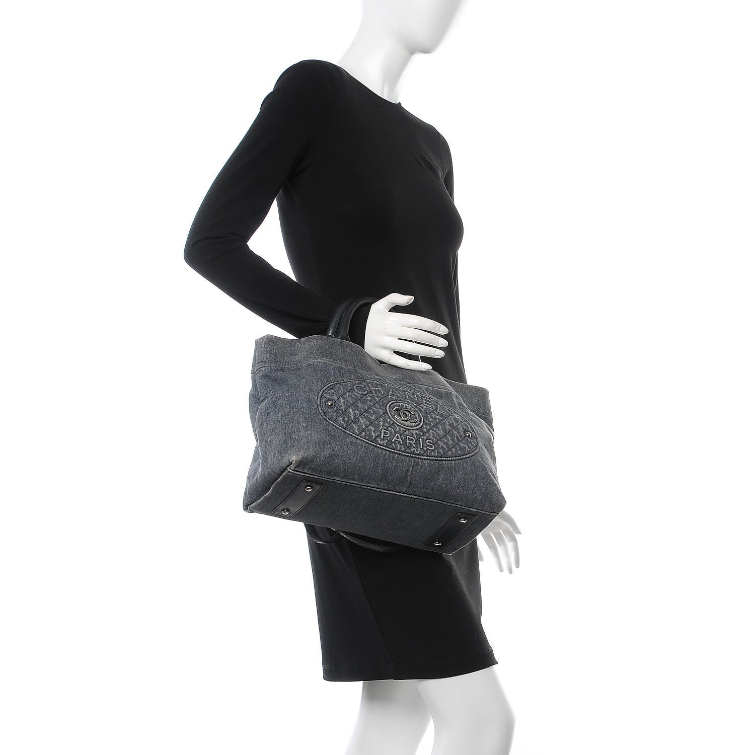 Chanel Denim Quilted CC Tote Blue 3 of 13