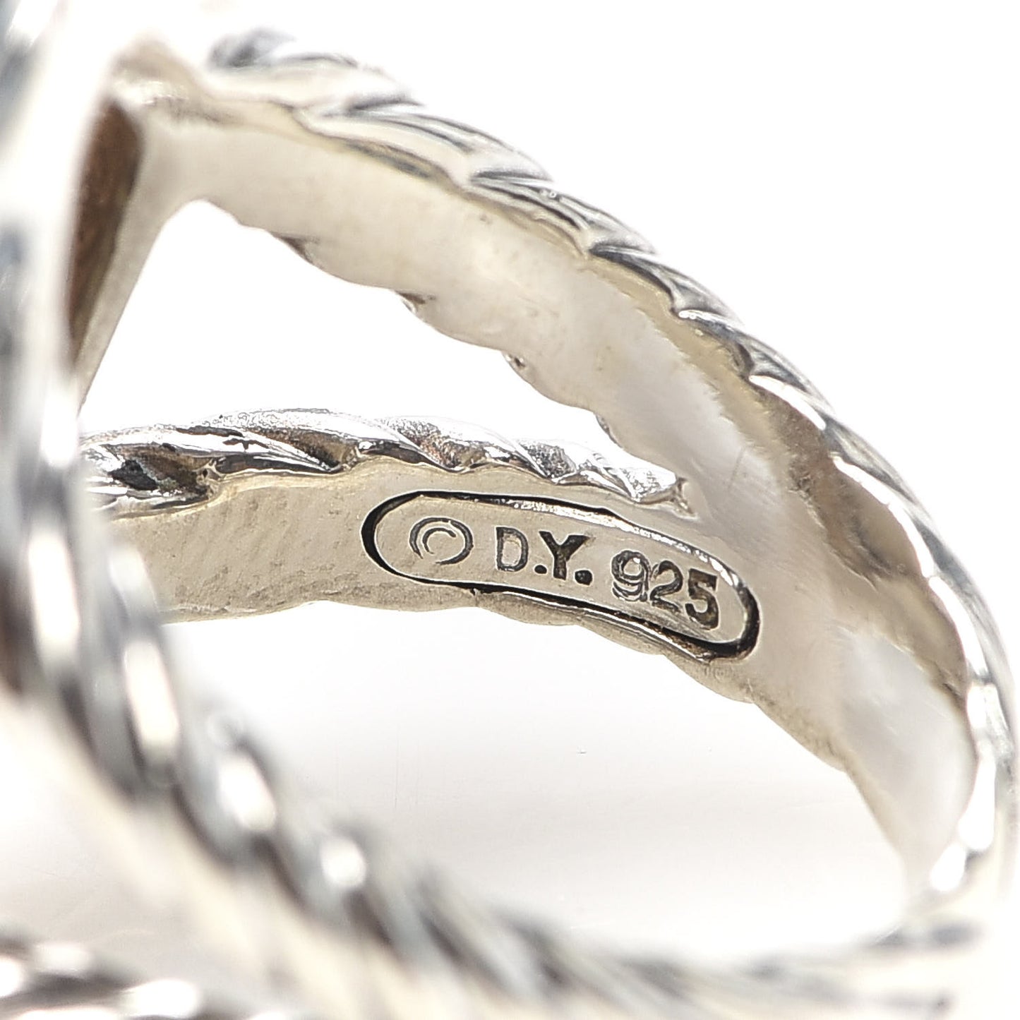 Sterling Silver Diamond White Agate Signature Oval Ring 53 6.5