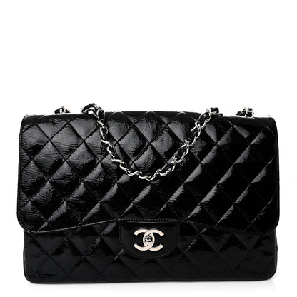Chanel Distressed Patent Quilted Jumbo Single Flap Black 1 of 11