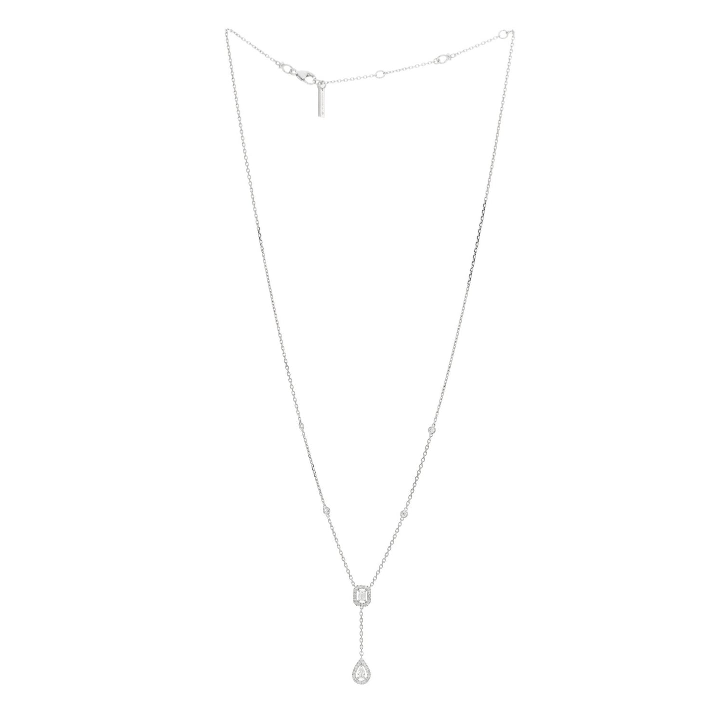 18K White Gold Diamond My Twin Tie Necklace