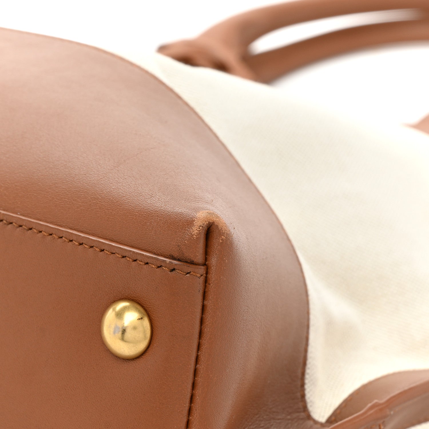 Saint Laurent Calfskin Linen Two Tone Cabas Tote Beige 12 of 21