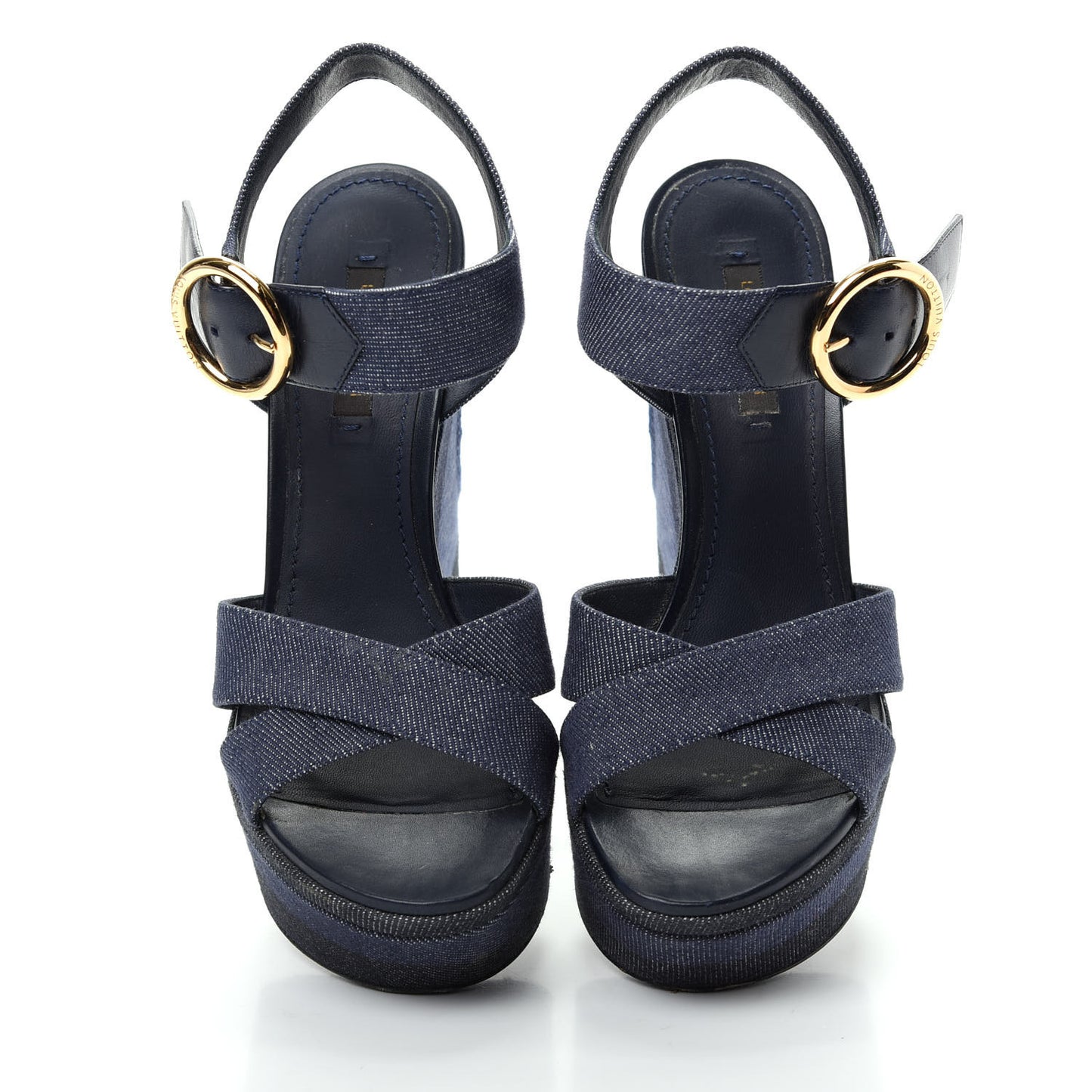 Canvas Blue Shore Wedge Sandal 36 Marine