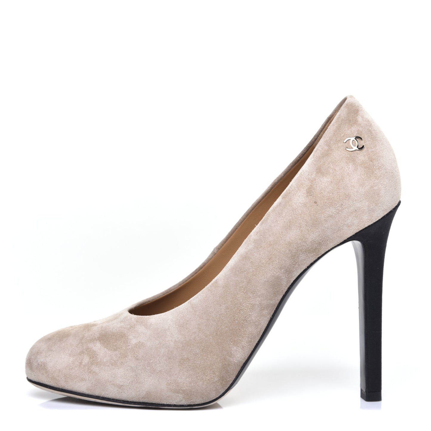 Suede Calfskin CC Pumps 36 Dark Beige