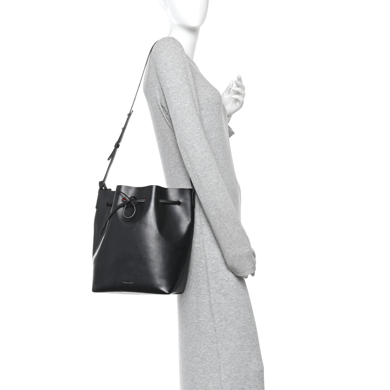 Mansur Gavriel Vegetable Tanned Calfskin Bucket Bag Black Flamma 2 of 15