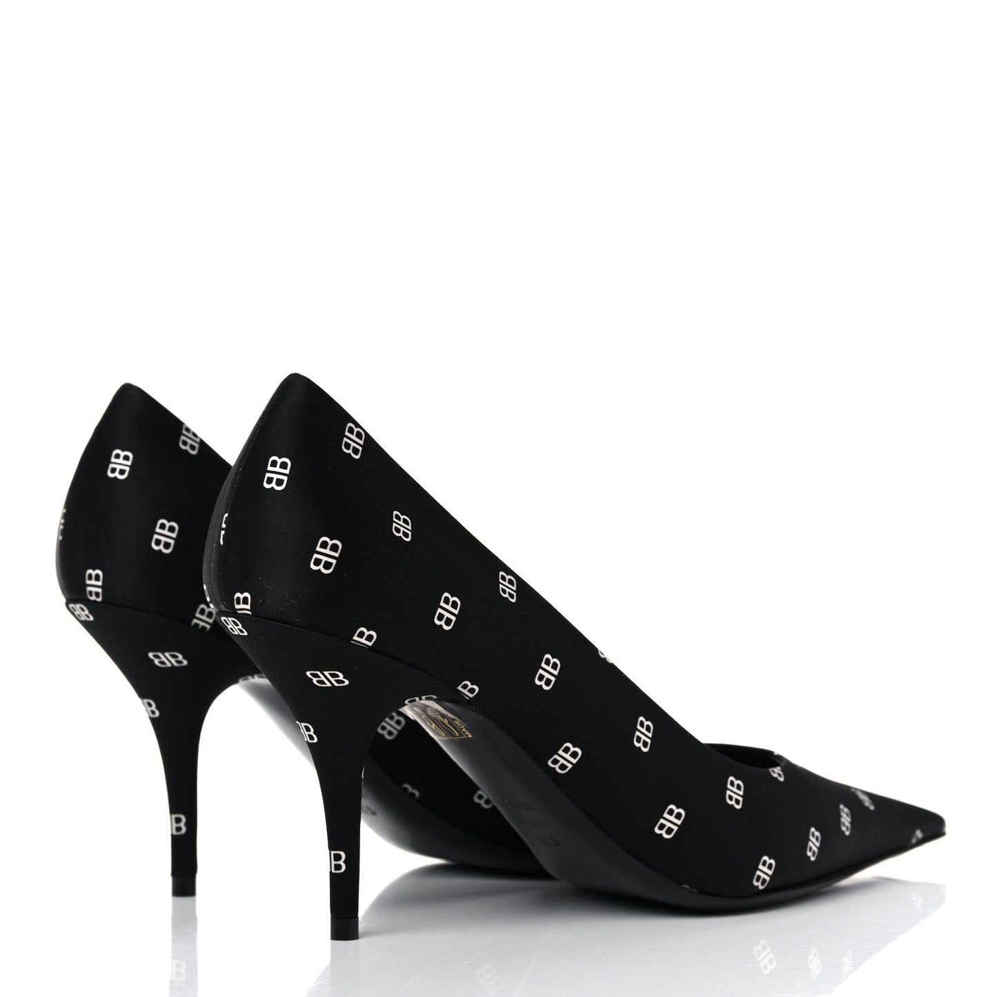 Crepe Satin BB Allover Logo Knife 80mm Pumps 38.5 Black