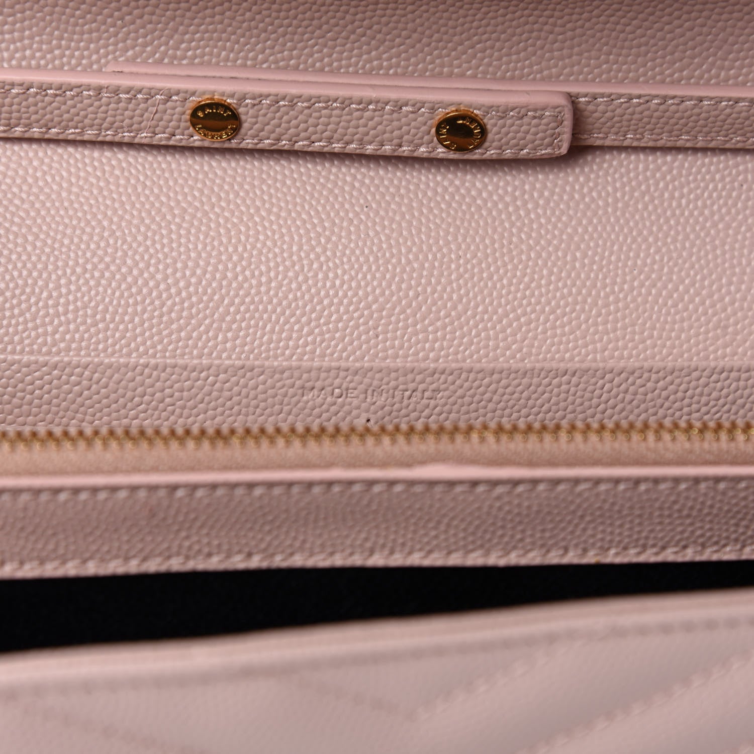 Saint Laurent Grain De Poudre Matelasse Chevron Monogram Chain Wallet Pale Blush 9 of 12