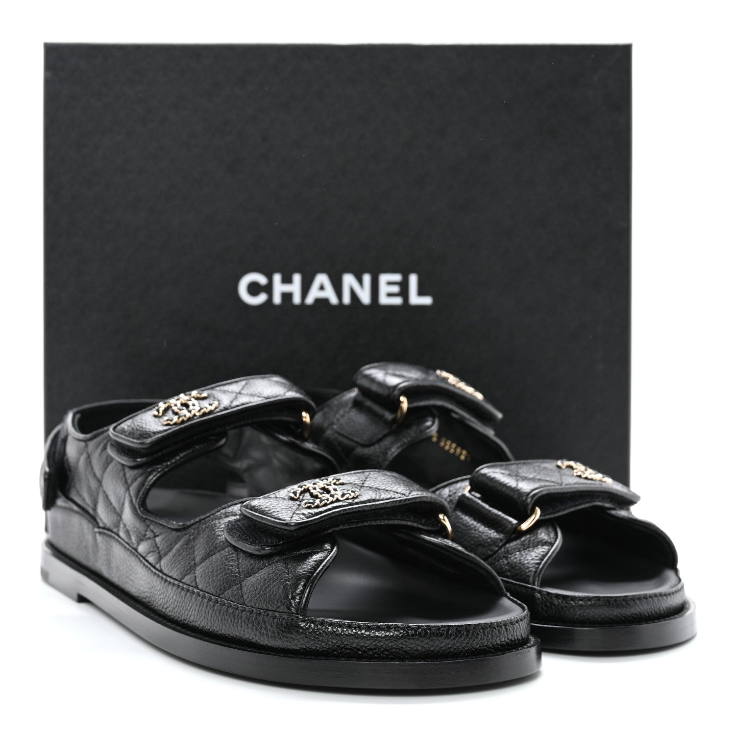 Chanel Grained Calfskin Velcro Dad Sandals 38.5 Black 11 of 11