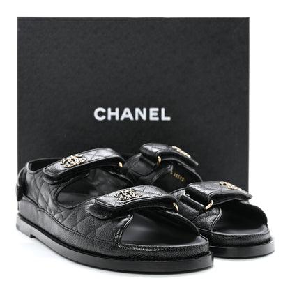 Chanel Grained Calfskin Velcro Dad Sandals 38.5 Black 11 of 11