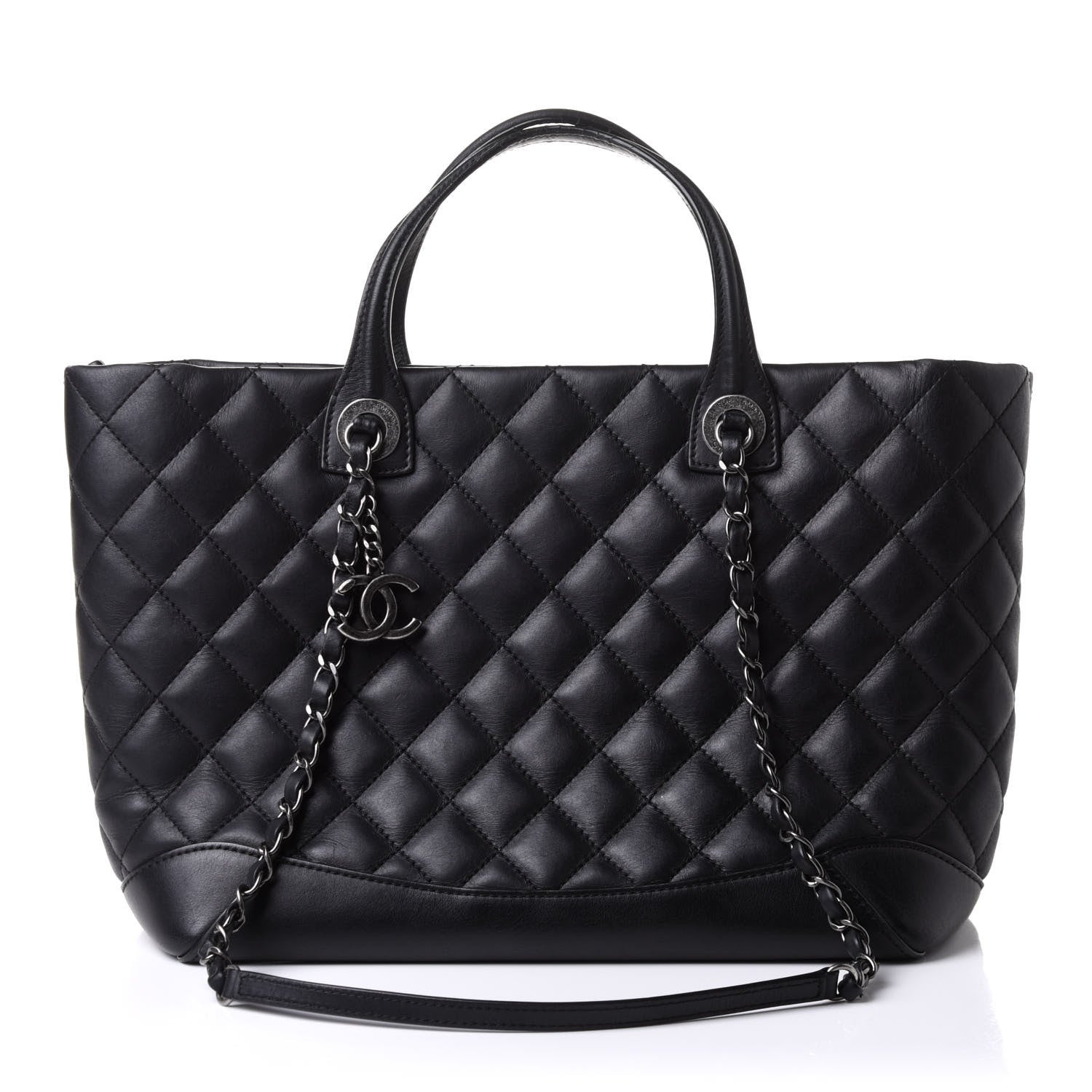 Chanel Calfskin Quilted Small Easy Shopping Tote Black 1 of 11