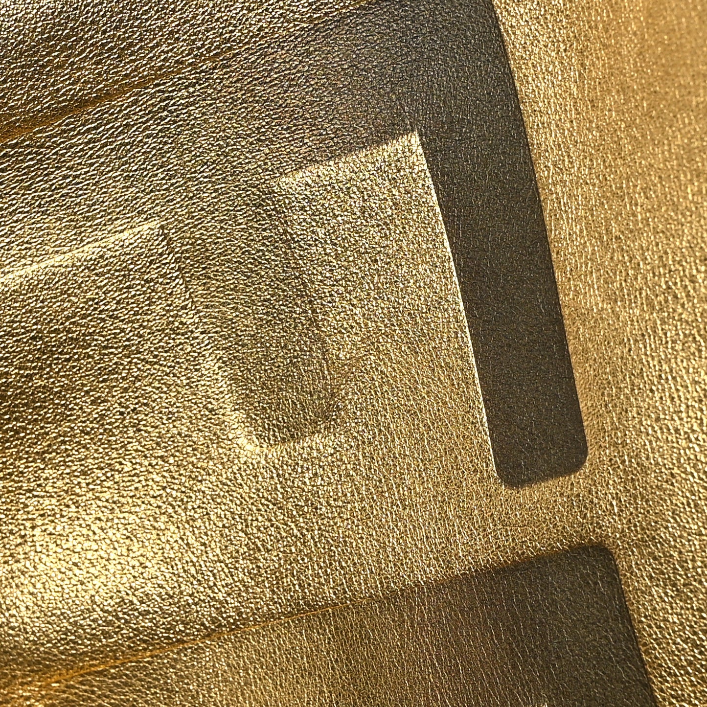 Metallic Vitello King Logo Embossed Large Flat Pouch Gold
