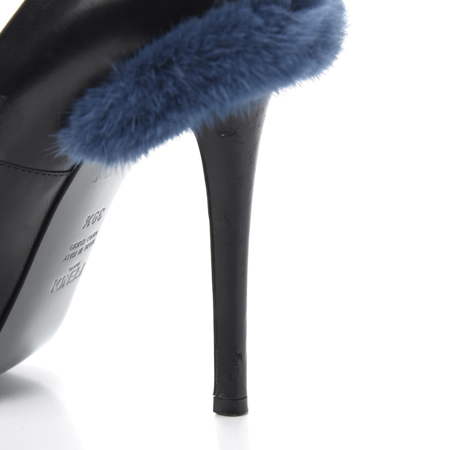 Fendi Calfskin Mink Fur Decollete Pumps 39.5 Black 10 of 10