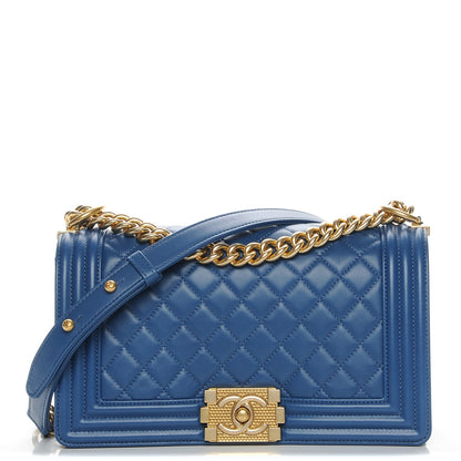 Chanel Lambskin Quilted Medium Boy Flap Blue 1 of 8