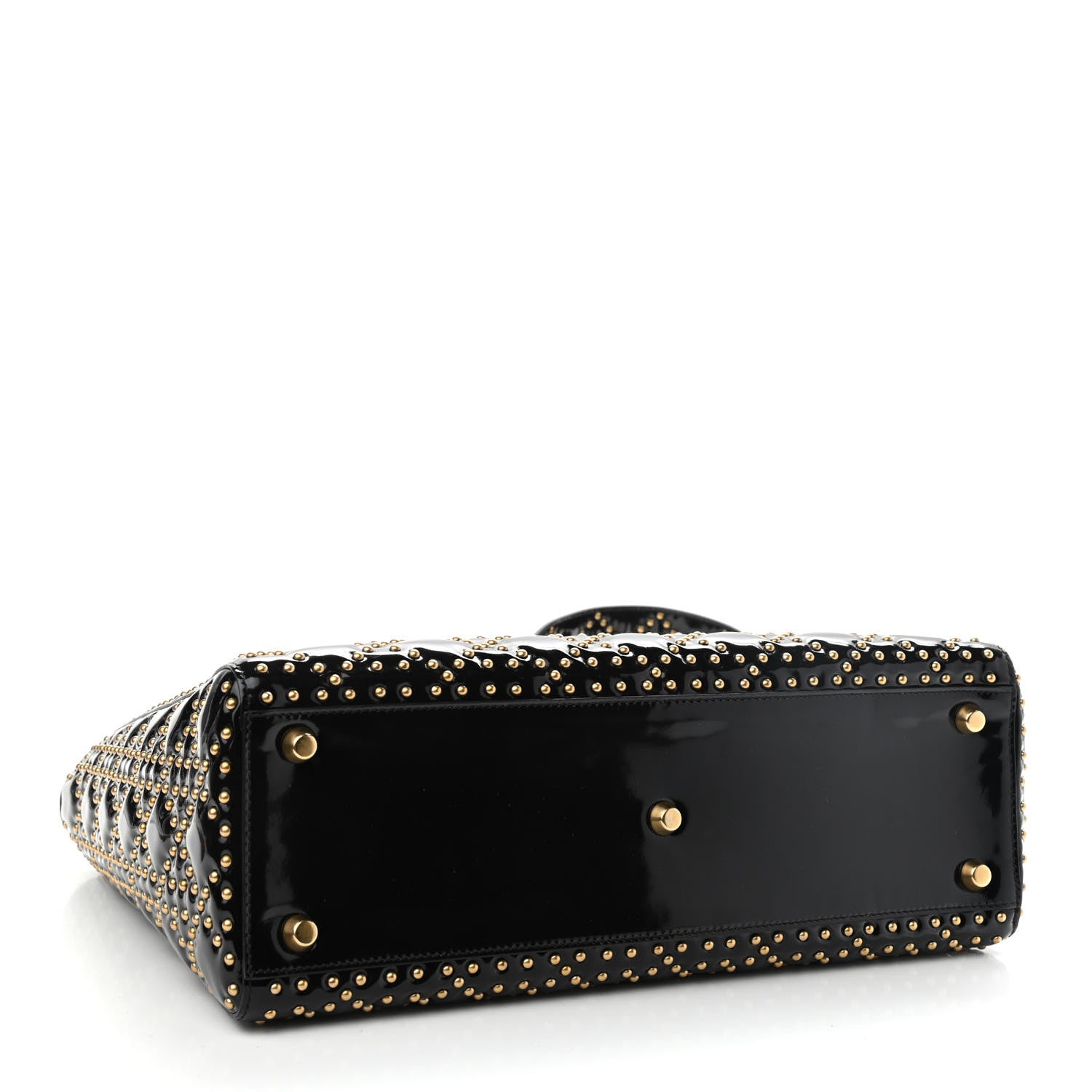 Christian Dior Patent Cannage Studded Large Lady Dior Black 4 of 9